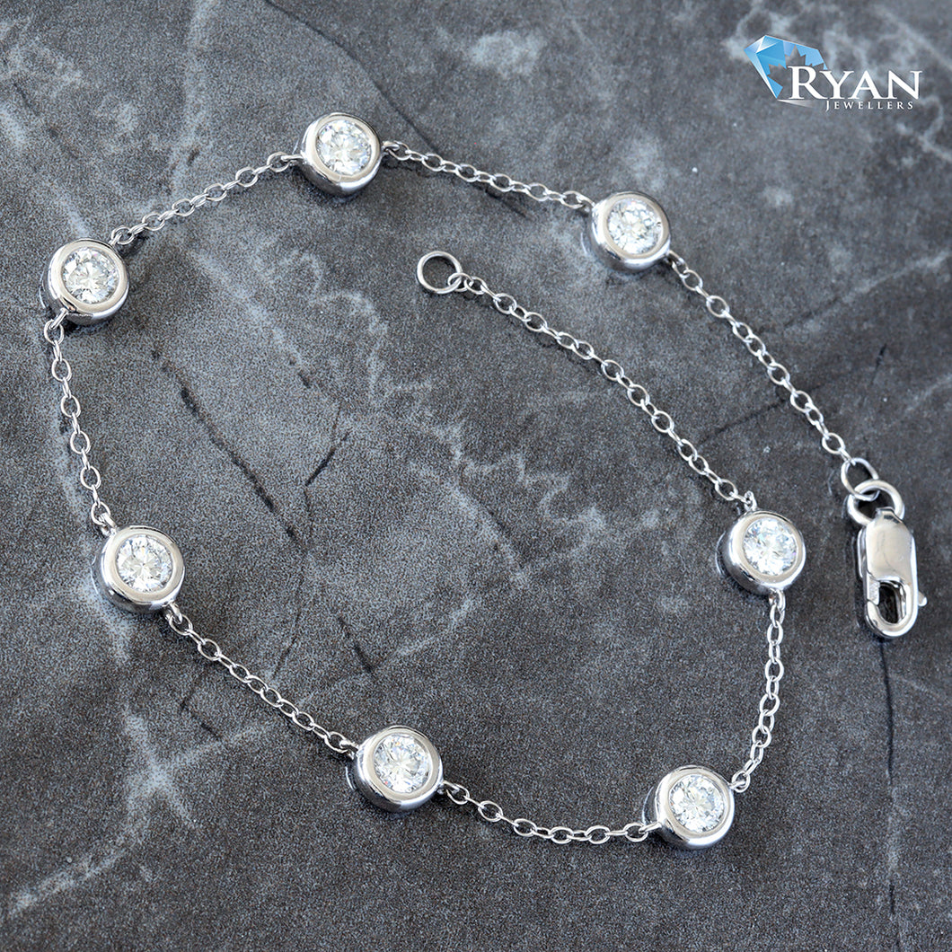 1.00CTW Spaced Out Round Brilliant Cut Diamond Bezel Bracelet