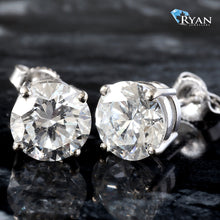Load image into Gallery viewer, 3.21ctw Round Brilliant Four Prongs Diamond Studs
