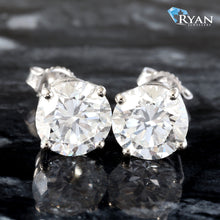 Load image into Gallery viewer, 3.21ctw Round Brilliant Four Prongs Diamond Studs
