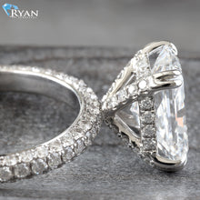 Load image into Gallery viewer, 5.55ctw Radiant Solitaire Full Diamond Basket Split Claws and Three Dome Shoulders
