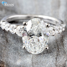 Load image into Gallery viewer, 3.75ctw Oval Solitaire with Graduated Round Diamond Shoulders
