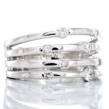 Load image into Gallery viewer, RING GW 10K 0.25CTW FOUR ROW OPEN BAND COSMO SETTING
