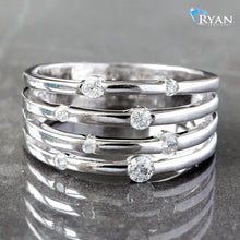 Load image into Gallery viewer, RING GW 10K 0.25CTW FOUR ROW OPEN BAND COSMO SETTING
