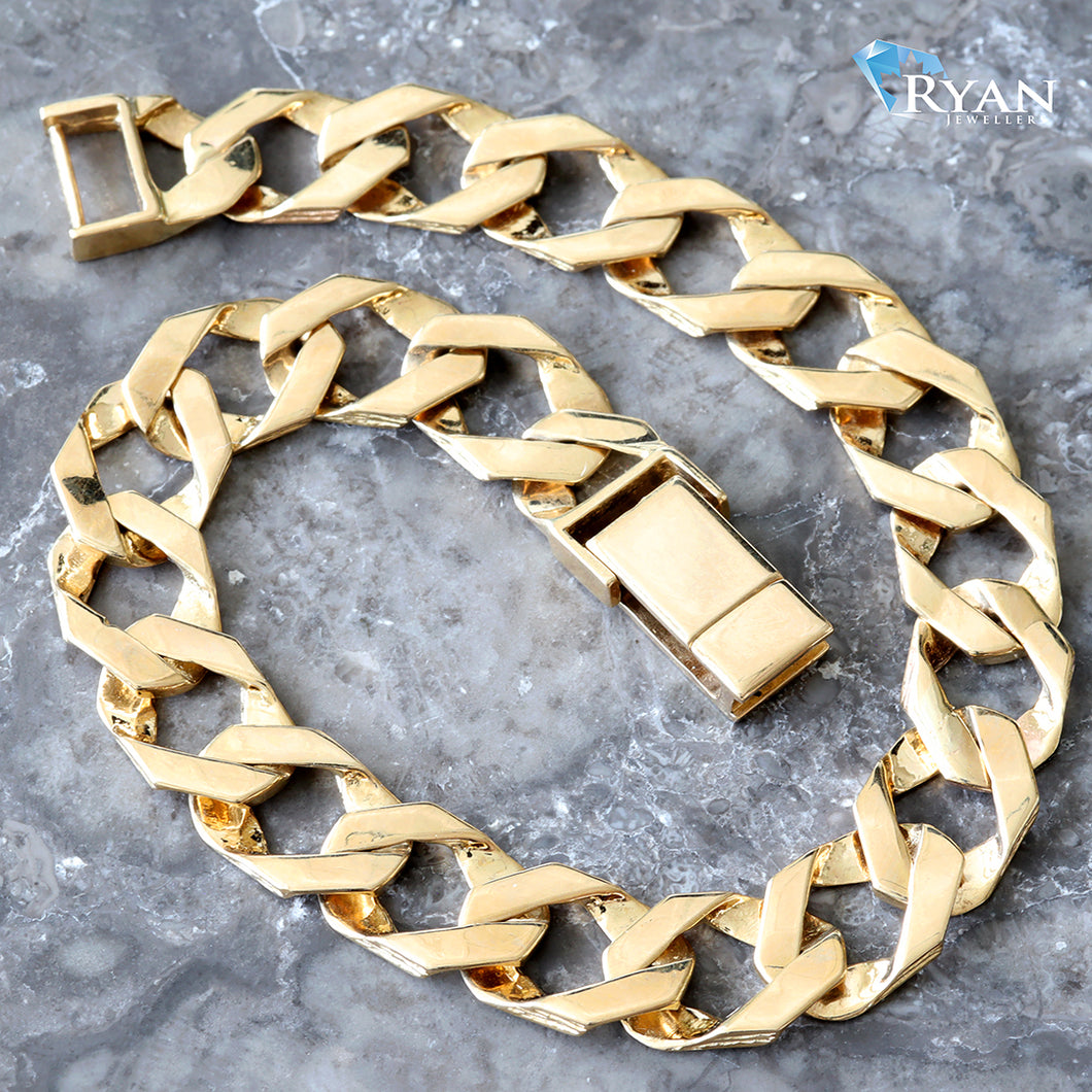 9mm High Polished Oval Casting Link Bracelet 14k