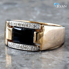 Load image into Gallery viewer, 0.10ctw Black Onyx Diamond Ring
