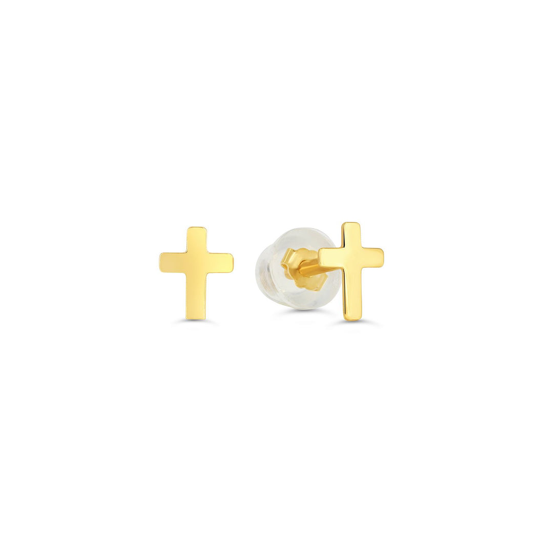 EARRING GY 10K CROSS STUDS
