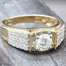 Load image into Gallery viewer, LAB RING GY 10K 1.50CTW ROUND SOLITAIRE WITH THREE ROW PRONG SET SHOULDERS MENS
