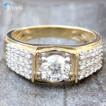 Load image into Gallery viewer, LAB RING GY 10K 1.50CTW ROUND SOLITAIRE WITH THREE ROW PRONG SET SHOULDERS MENS
