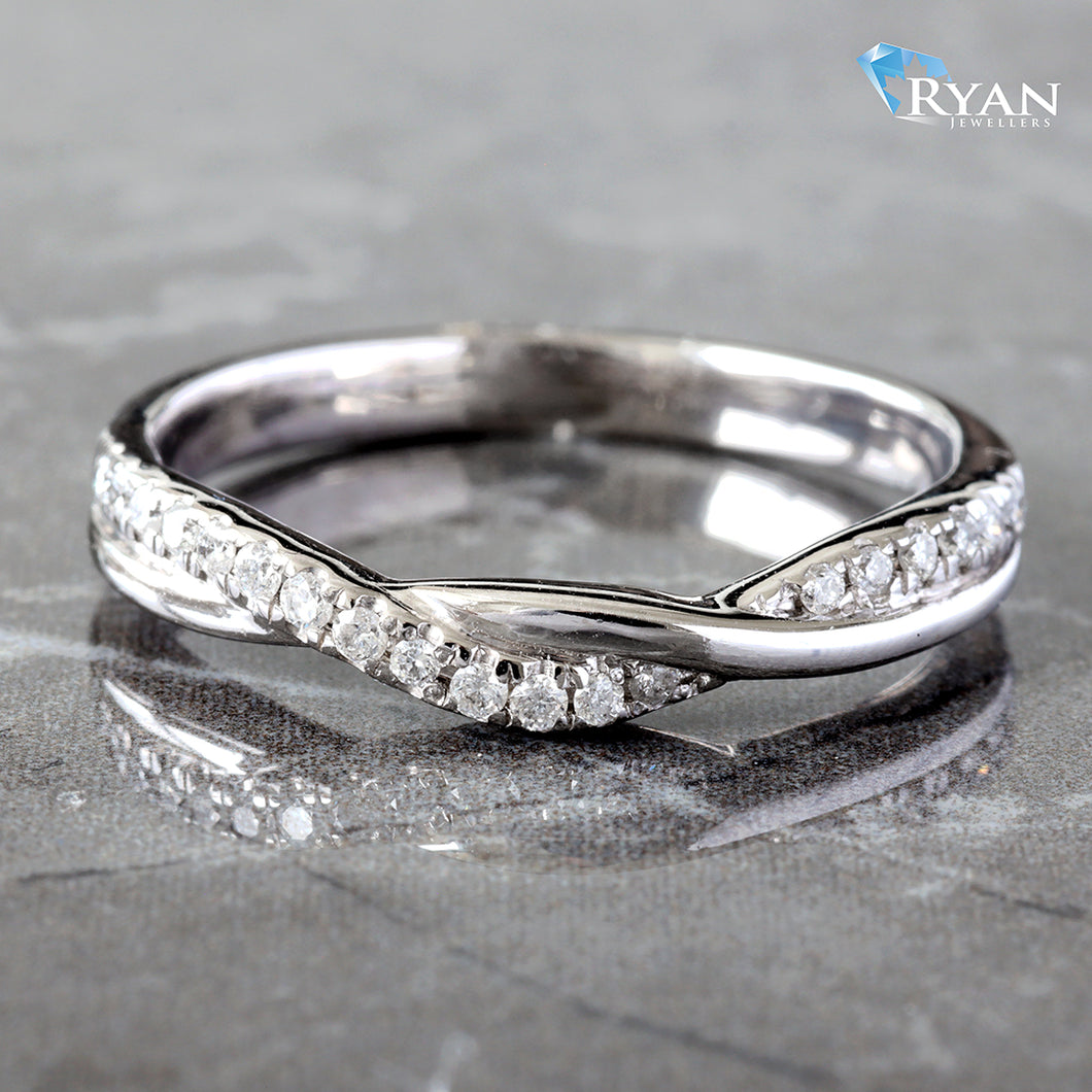 0.15CTW Round Diamond Criss Cross White Gold Band