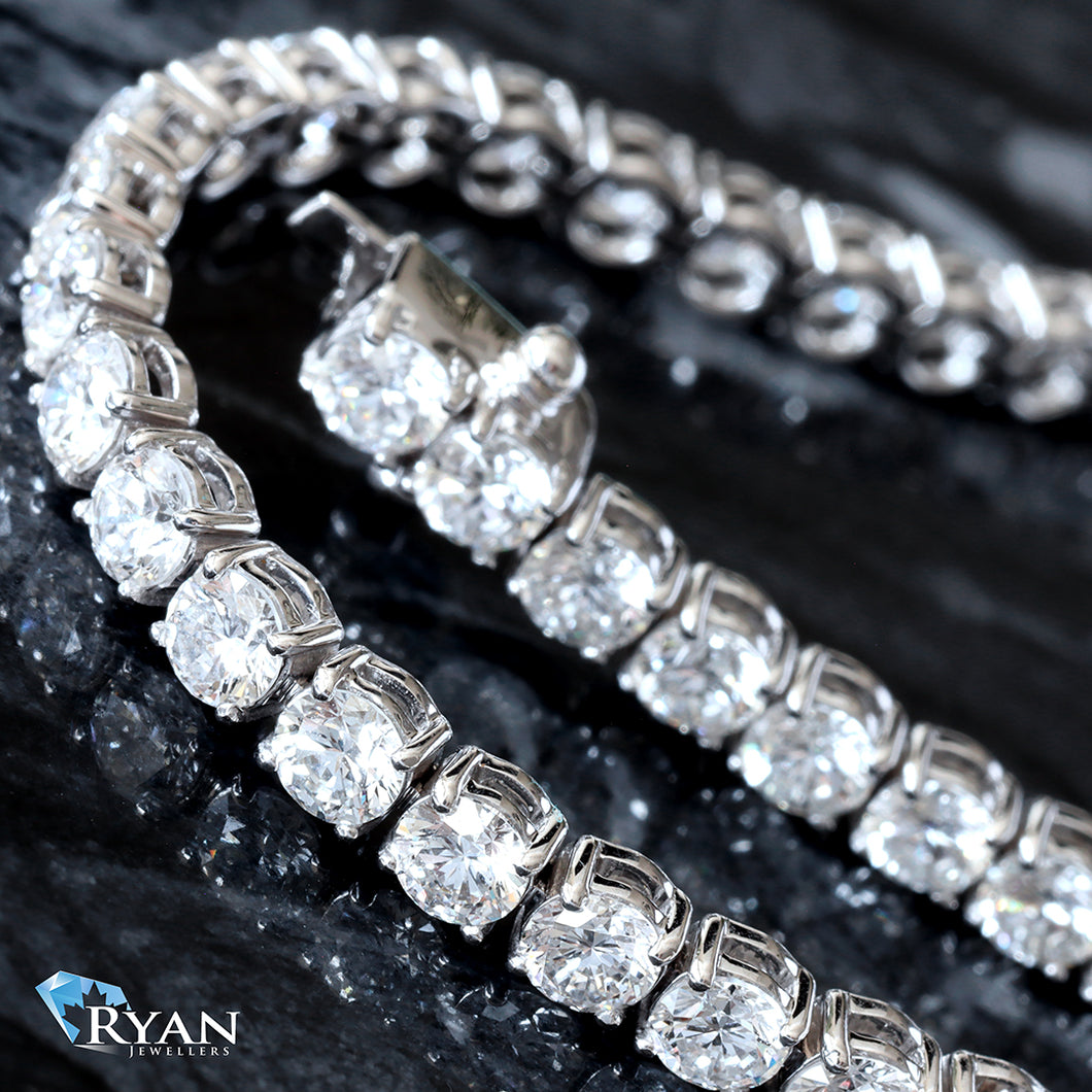 6.61CTW Round Solitaire White Gold Diamond Tennis Bracelet