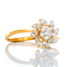 Load image into Gallery viewer, RING GY 10K 0.25CTW ROUND DIAMOND CLUSTER FLOWER RING WITH MARQUISE SHAPE PETALS HP SHOULDERS

