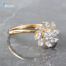 Load image into Gallery viewer, RING GY 10K 0.25CTW ROUND DIAMOND CLUSTER FLOWER RING WITH MARQUISE SHAPE PETALS HP SHOULDERS
