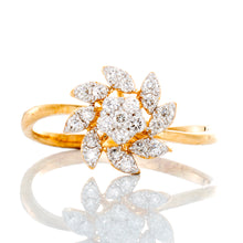 Load image into Gallery viewer, RING GY 10K 0.25CTW ROUND DIAMOND CLUSTER FLOWER RING WITH MARQUISE SHAPE PETALS HP SHOULDERS
