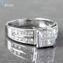 Load image into Gallery viewer, RING GW 14K 1.00CTW QUAD PRINCESS CENTER WITH QUAD CHANNEL SET GRADUATED SHOULDERS

