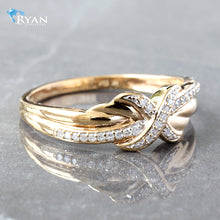 Load image into Gallery viewer, RING GY 0.08CTW NATURAL DIAMOND X CENTER WITH PAVE CROSS OVER HP SHOULDERS
