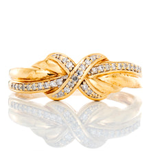 Load image into Gallery viewer, RING GY 0.08CTW NATURAL DIAMOND X CENTER WITH PAVE CROSS OVER HP SHOULDERS
