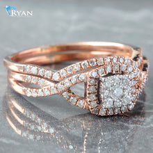 Load image into Gallery viewer, RING GR 10K 0.50CTW CUSHION IMPERIAL CLUSTER CENTER VINTAGE HALO, SHOULDERS &amp; MATCHING BAND
