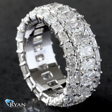Load image into Gallery viewer, 12.09CTW LAB Grown Radiant Three Row Chandelier Eternity Band
