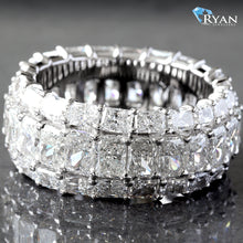 Load image into Gallery viewer, 12.09CTW LAB Grown Radiant Three Row Chandelier Eternity Band
