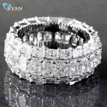 Load image into Gallery viewer, 12.09CTW LAB Grown Radiant Three Row Chandelier Eternity Band
