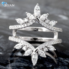 Load image into Gallery viewer, 0.81ctw Contour V Shape Marquise and Round Pave Tiara Jacket Ring
