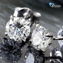 Load image into Gallery viewer, 1.04CTW LAB Round Solitaire 4 Prong Leaf Basket Studs
