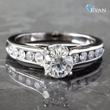 Load image into Gallery viewer, 1.20CTW Round Diamond Center with Channel Set Ring
