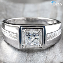 Load image into Gallery viewer, 1.50CTW LAB Grown Princess Cut Center Men&#39;s Ring With Channel Set High Polish Sides
