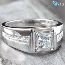 Load image into Gallery viewer, 1.50CTW LAB Grown Princess Cut Center Men&#39;s Ring With Channel Set High Polish Sides
