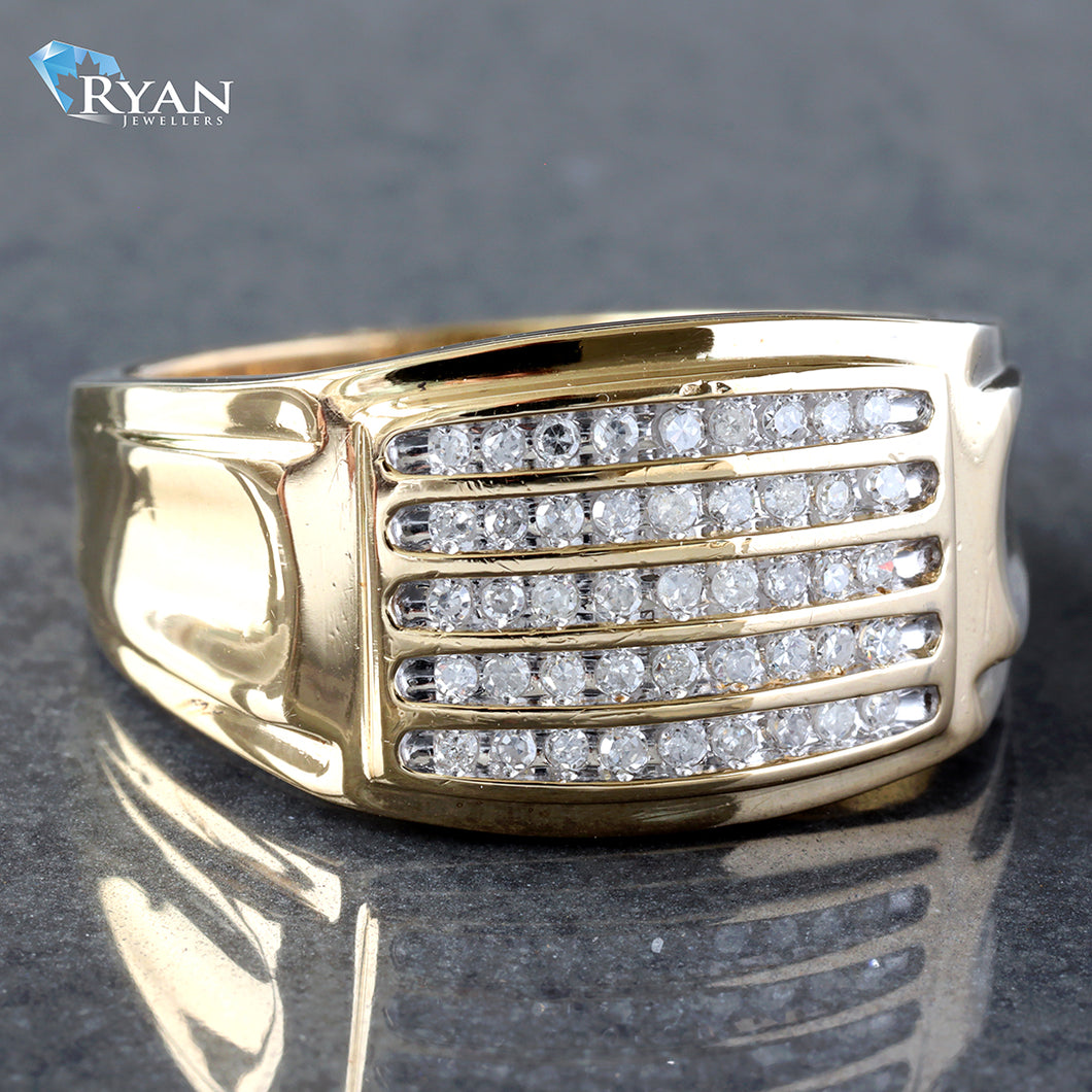 0.25CTW Natural Diamond 5 Row Horizontal Channel Set Table Top Ring