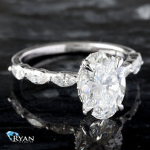 Load image into Gallery viewer, 2.46ctw Oval Solitaire with Marquise Cut Shoulders
