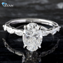 Load image into Gallery viewer, 2.46ctw Oval Solitaire with Marquise Cut Shoulders

