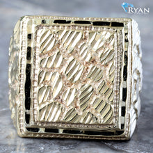 Load image into Gallery viewer, Large Rectangle Top Nugget Ring W/ Diamond Cut Boarder
