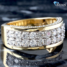 Load image into Gallery viewer, 2.25ctw Two Row Prongs Set with Pave Sides
