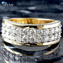 Load image into Gallery viewer, 2.25ctw Two Row Prongs Set with Pave Sides
