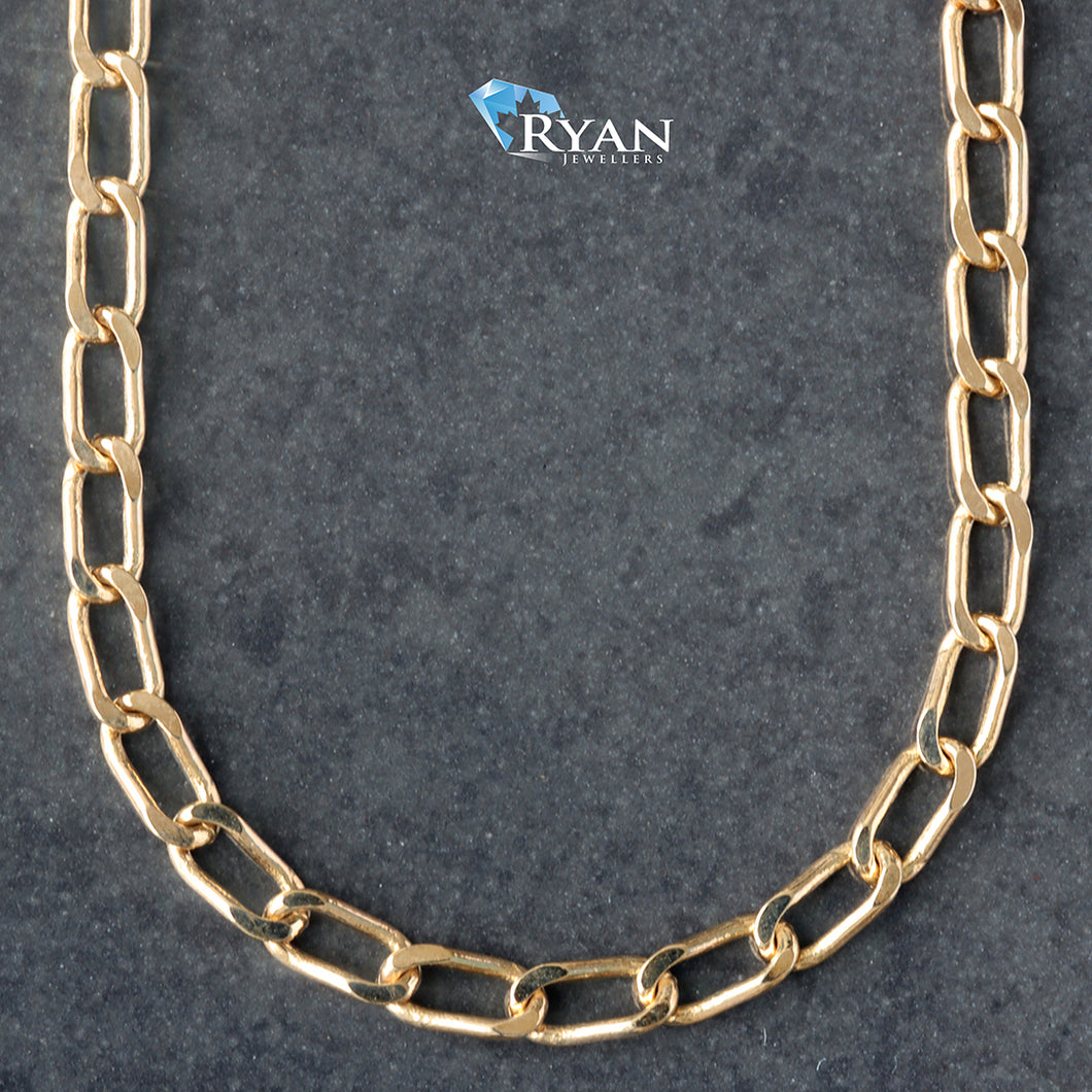 CHAIN GY 10K 28 INCH FLAT OVAL OPEN CURB LINK