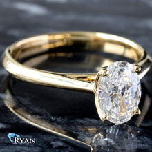 Load image into Gallery viewer, LAB RING GY 10KT 1.00CT OVAL SOLITAIRE HP CATHEDRAL KNIFE EDGE PETAL BASKET
