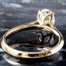 Load image into Gallery viewer, LAB RING GY 10KT 1.00CT OVAL SOLITAIRE HP CATHEDRAL KNIFE EDGE PETAL BASKET
