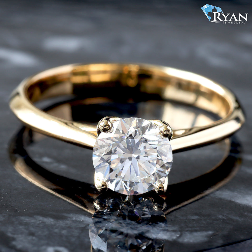 1.00ct Round Solitaire Four Prong  High Polished Cathedral Knife Edges Ring