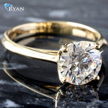 Load image into Gallery viewer, LAB RING GY 10KT 2.00CT ROUND SOLITAIRE FOUR PRONG HP CATHEDRAL KNIFE EDGE PETAL BASKET
