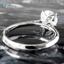 Load image into Gallery viewer, LAB RING GW 10KT 1.00CT ROUND SOLITAIRE FOUR PRONG HP CATHEDRAL KNIFE EDGE PETAL BASKET
