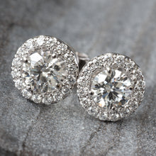 Load image into Gallery viewer, 1.32ctw Round Solitaire Halo Studs 18k
