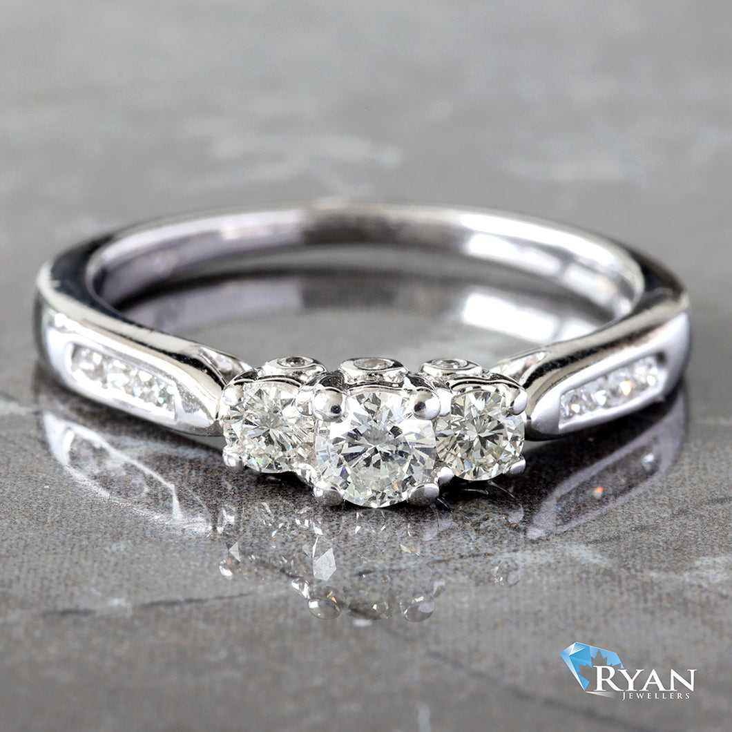 0.50CTW Past-Present-Future Round Diamond Ring