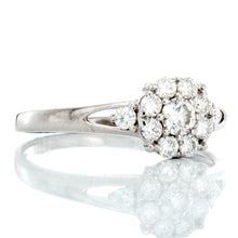 Load image into Gallery viewer, RING GW 14K 0.30CTW FLOWER CLUSTER CENTER WITH OPEN SPLIT SHOULDERS
