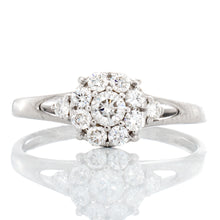 Load image into Gallery viewer, RING GW 14K 0.30CTW FLOWER CLUSTER CENTER WITH OPEN SPLIT SHOULDERS
