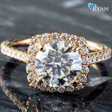 Load image into Gallery viewer, 3.08ctw Round Solitaire Cushion Halo Diamond Ring

