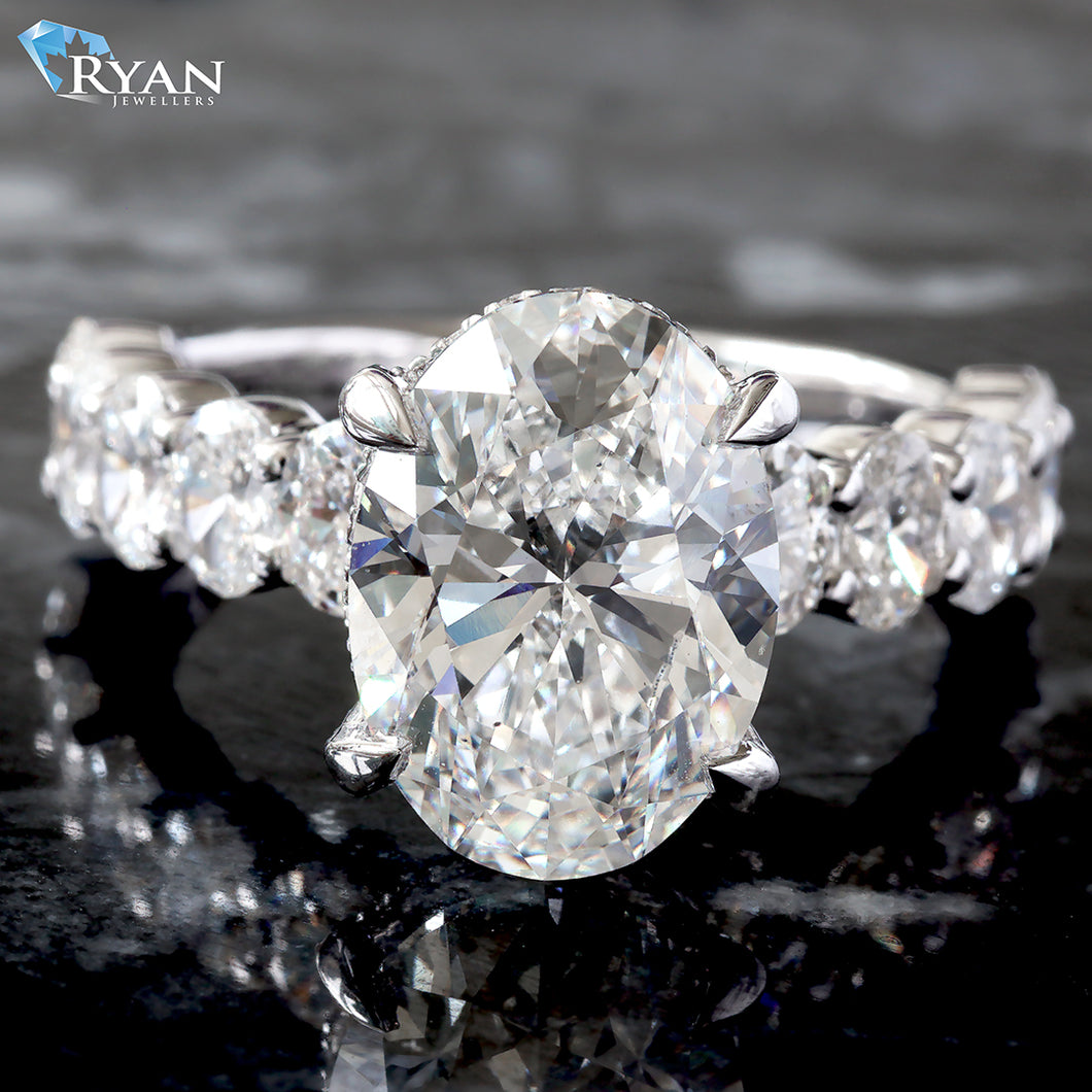 5.37CTW Oval Cut Solitaire With Oval Cut Shoulders