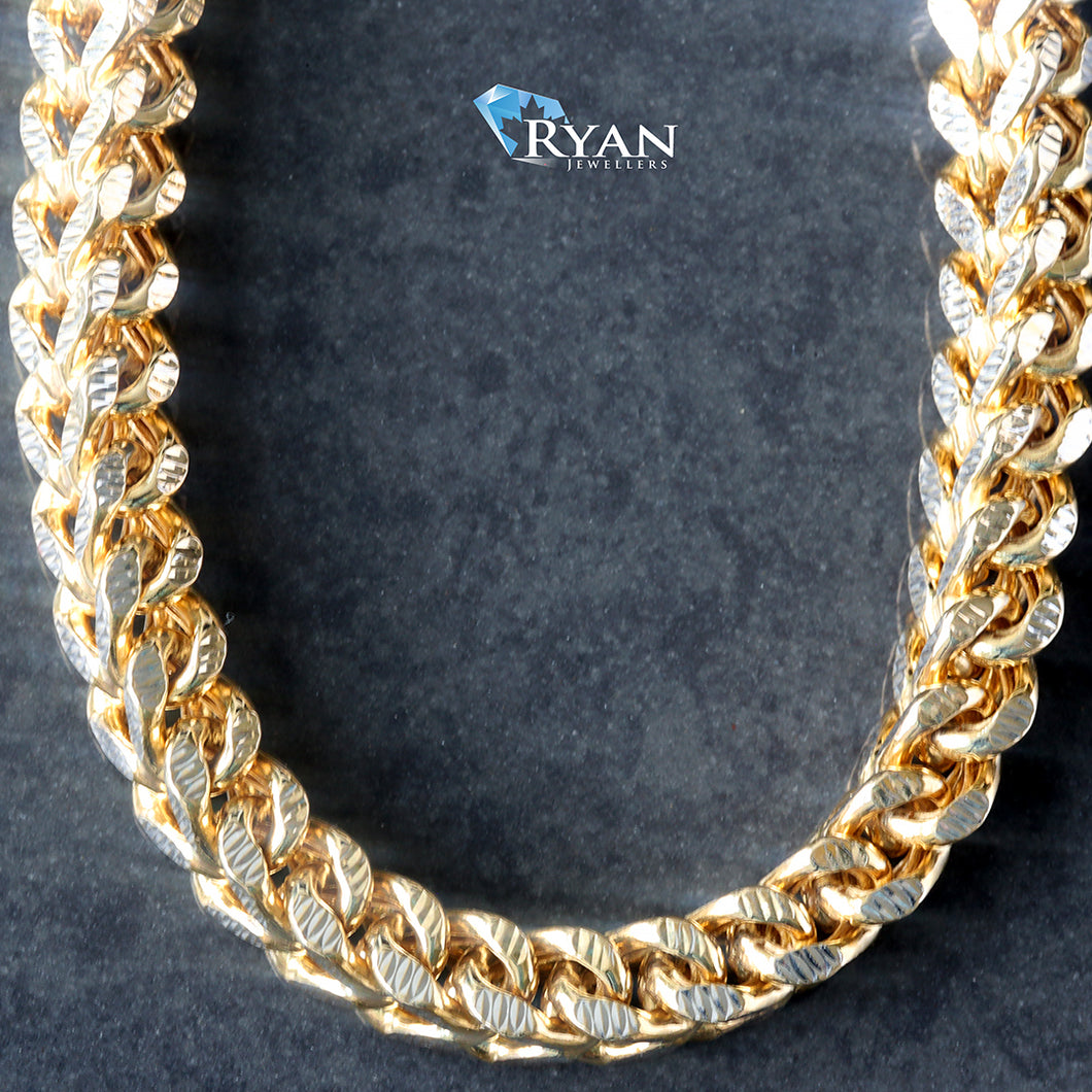 CHAIN GYW 10K 26 INCH 5.55MM SQUARE FRANCO WITH DIAMOND CUT EDGE