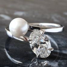Load image into Gallery viewer, 1.51ct Oval Solitaire with Pearl Cross Over
