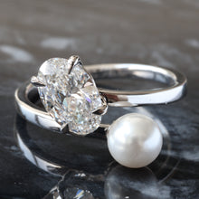 Load image into Gallery viewer, 1.51ct Oval Solitaire with Pearl Cross Over
